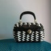 chevron basket bag / 60s mod vintage black & white box bag