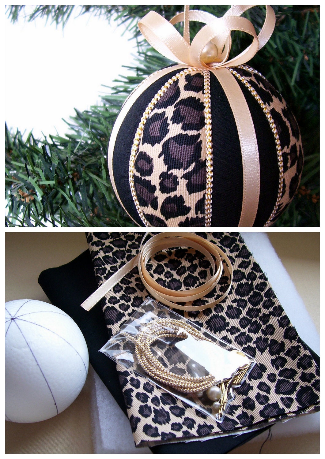 Christmas Ornament Kit Leopard Stripes Kimekomi