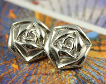 Metal Buttons - Rose Metal Buttons , Shiny Silver Color , Shank , 0.91 inch , 10 pcs