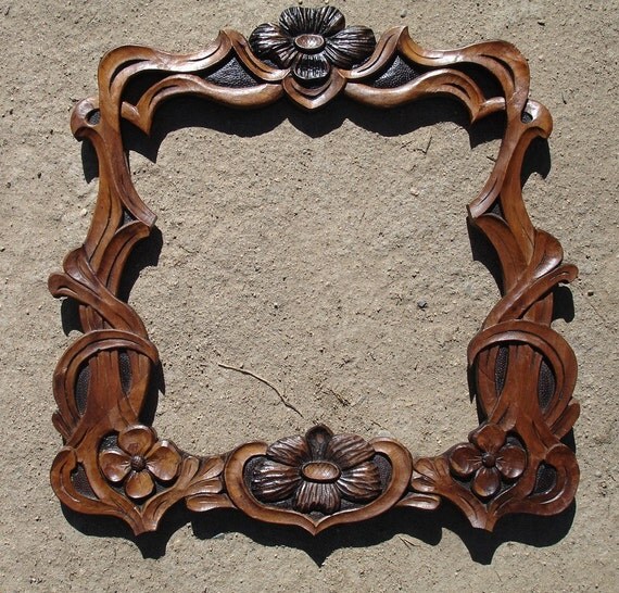 Art Nouveau Solid Walnut Wood Mirror frame by creativemind44