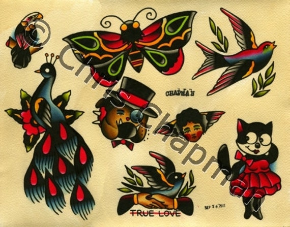 Traditional Butterfly Tattoo Flash