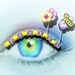 Bumble Bee Eyelash Jewelry - false eyelashes with purple flowers and bright yellow bees