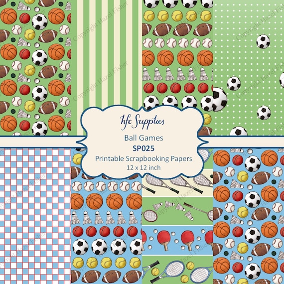 Items similar to Ball Games sport themed Digital Papers football