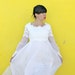 1950's. wedding dress. crochet floral bust. chiffon. vintage. Sz m.