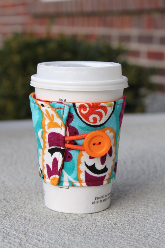 Fabric Coffee Cup Wrap Coffee Sleeve Multicolored Funky