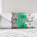 White silk formal clutch purse with black and green lace overlay, Handmade clutch bag.