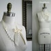 Pearl Necklace Shabby Chic Weddings Necklace With White Swarovski Crystal White Pearls And Cream Satin Ribbon