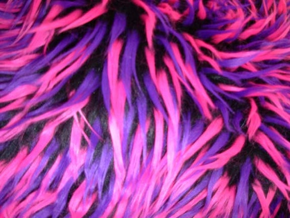 Multi Color Hot Pink Purple and Black Faux Fur by everafterfabrics
