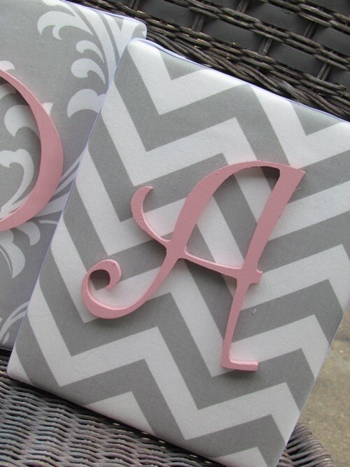 8x10 Letter plaque upholstered gray nursery letters