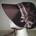 Regency Bonnet and Reticule. Brown Taffeta, Plaid Ribbons. READY TO SHIP