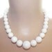 Vintage 50s 60s WHITE Bubblegum Big Bead Necklace Choker Retro Pin-Up MADMEN