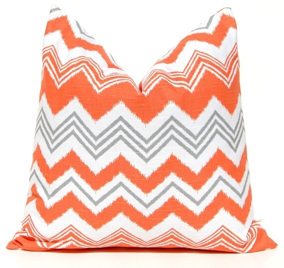 Items similar to Orange Chevron Pillows Decorative Throw Pillow Covers Cushion Covers 20 x 20 ...
