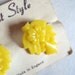SALE 1950s 60s Yellow lucite leaf & flower clip on earrings