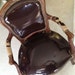 Antique French Chairs Pair Chocolate Brown Patent Leather Tiger