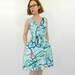 Birds Dress 1960s Tropical Blue Medium