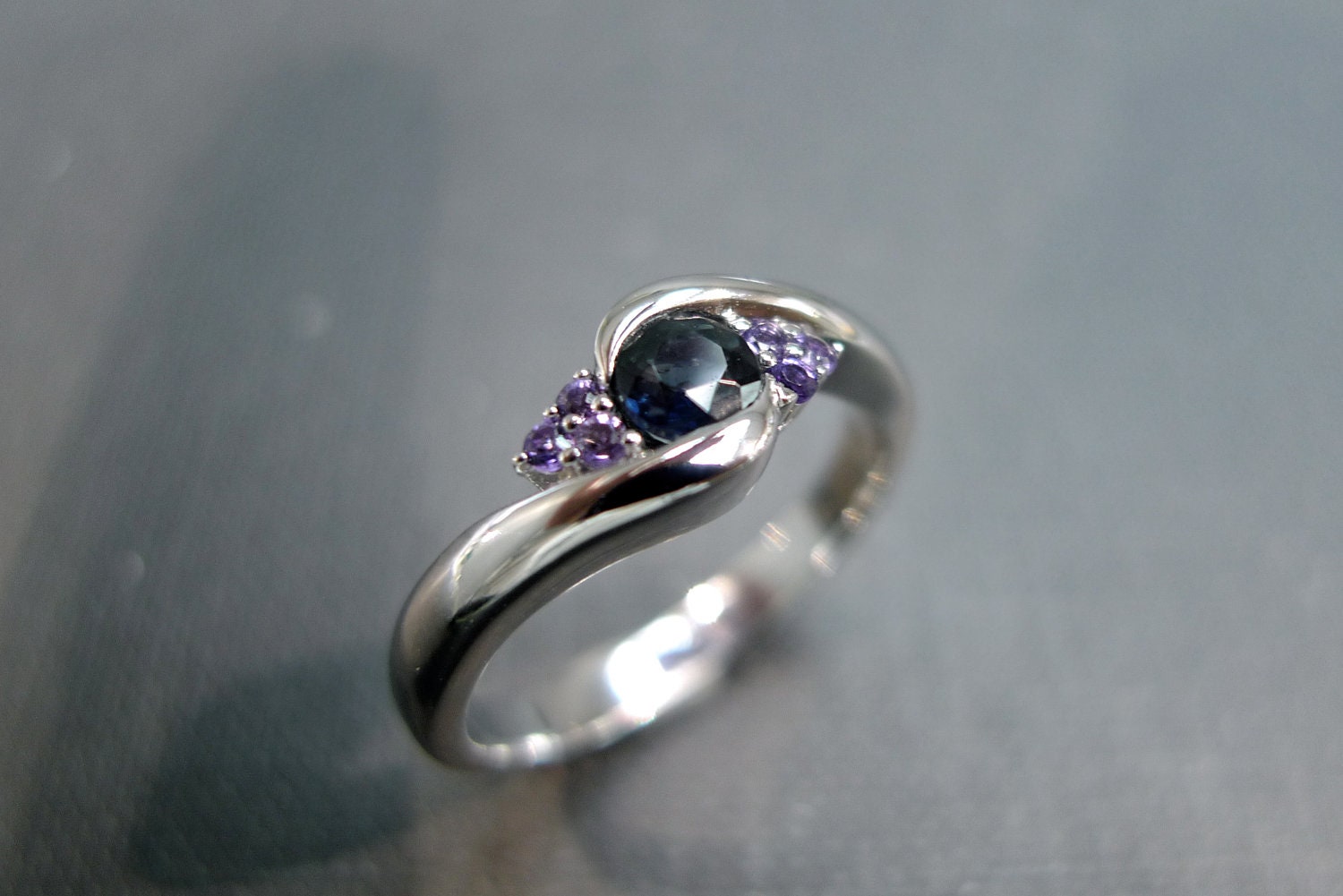 light blue amethyst sapphire ring