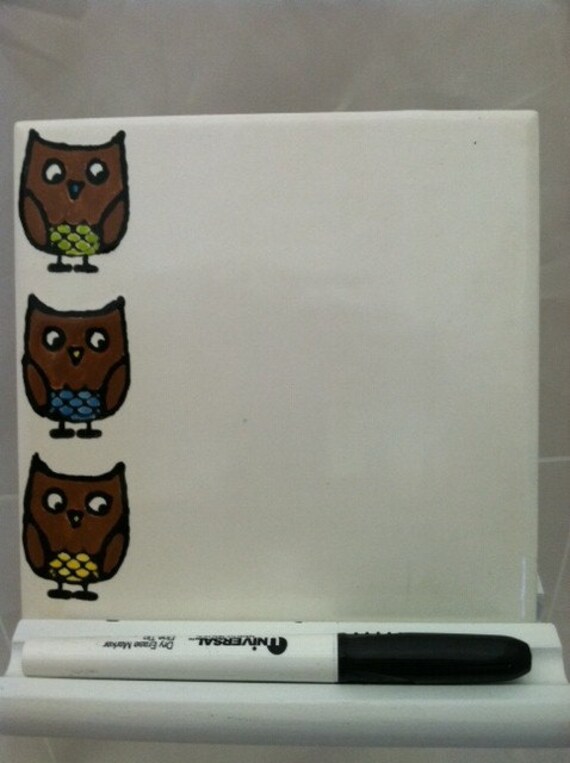 Owls Dry Erase Board Ceramic Tile with by ShadyLaneCeramics Owls Dry Erase Board Ceramic Tile with by ShadyLaneCeramics