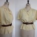 Vintage 1940s Pale Yellow Silk Blouse Size Medium Women's UK 12