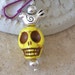Day of the Dead Yellow Sugar Skull Zipper Pull Charm