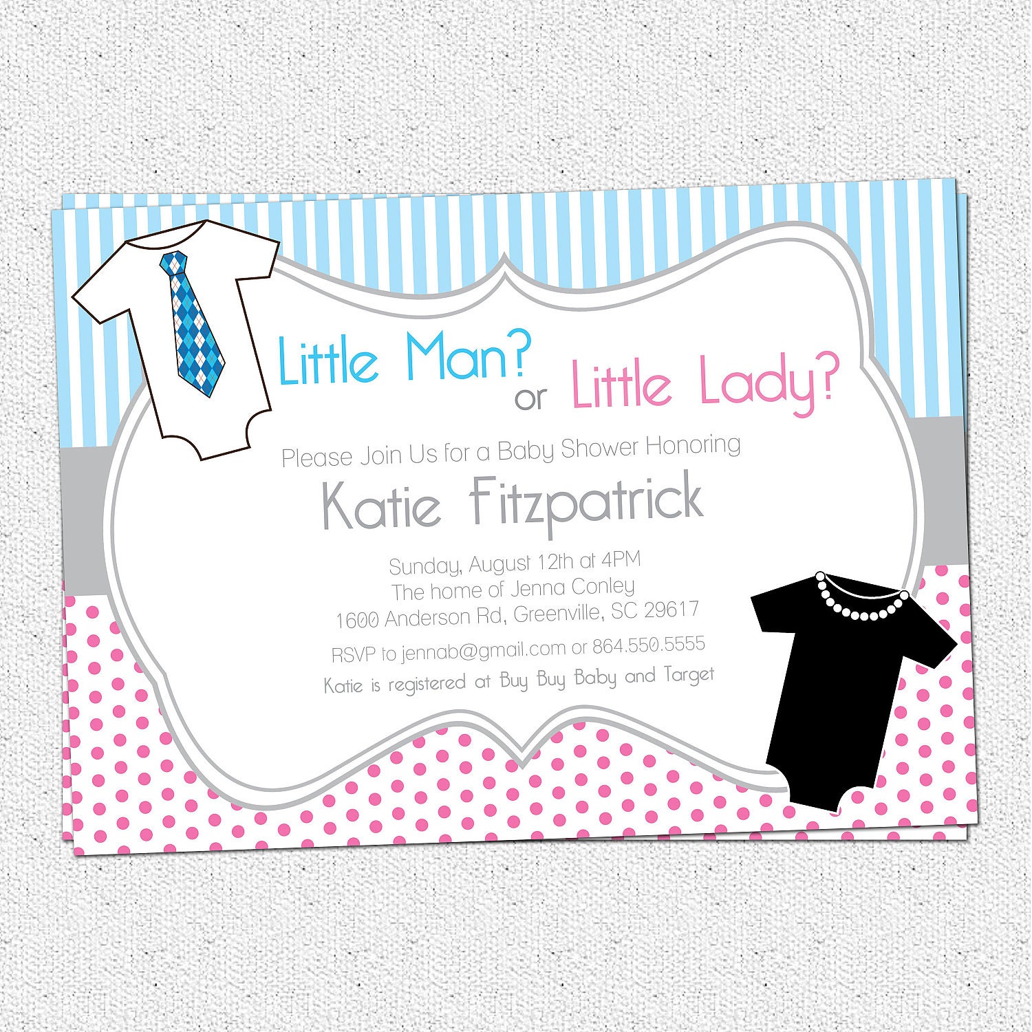 Gender Neutral Reveal Baby Shower Invitation Printable