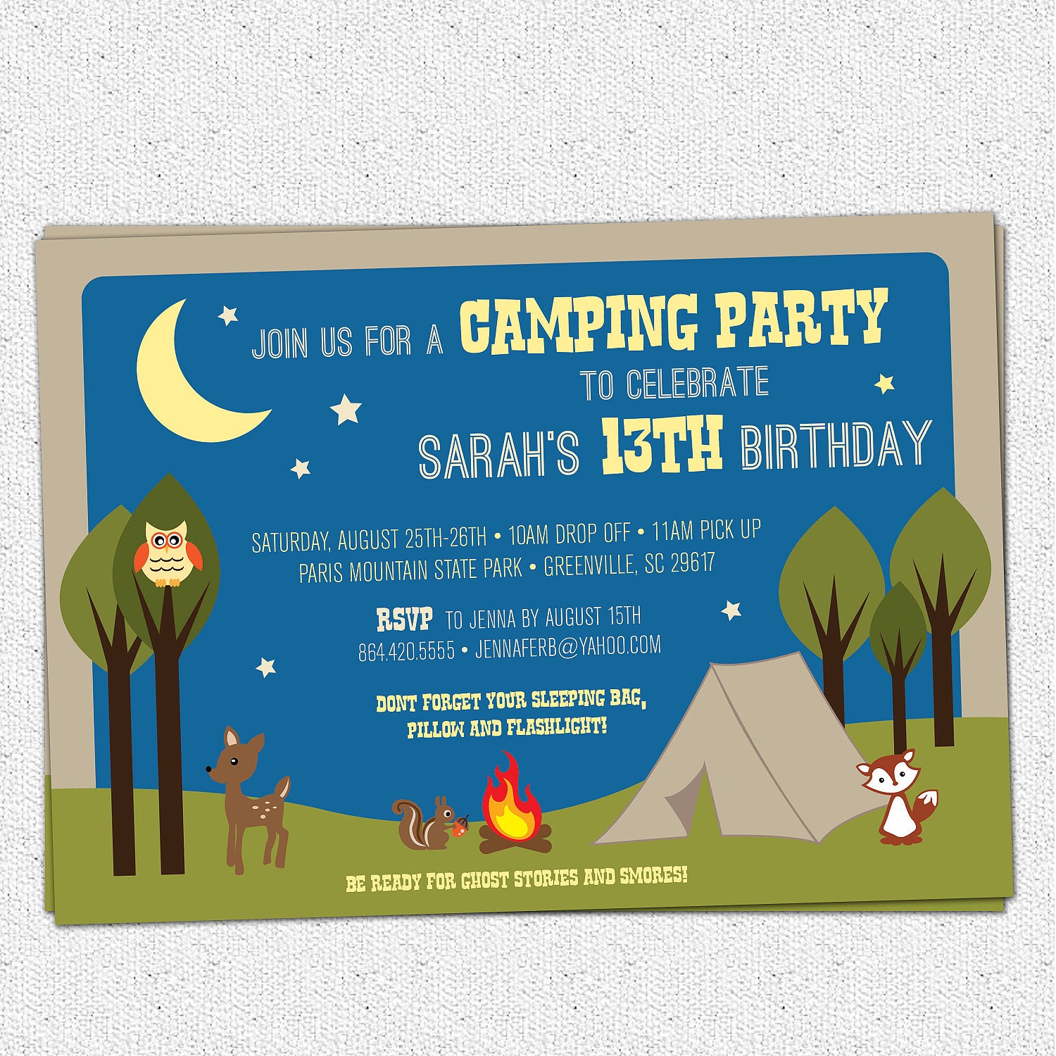 Camping Birthday Invitations 8