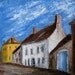 Small French Town Original Oil 8x8 Painting by Paul Piasecki