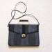 Vintage Black Crocodile Pattern Brief Case / Satchel - Detachable Long Strap