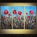 Original abstract painting Poppy Field acrylic on canvas 3 panel large Great Gift SALE