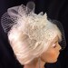 Birdcage Veil, Bridal Hat, Ivory, Feather Fascinator, Wedding Head Piece, Veil, Dupioni Silk, SHIP READY