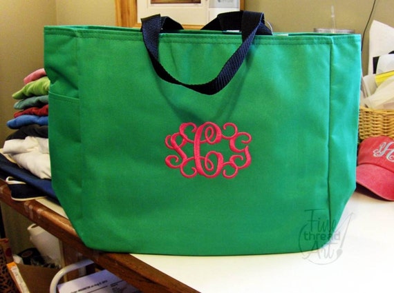Monogram Tote Bag with Embroidery of Monogram Initials Teacher Student ...