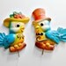 Vintage Chalkware Blue Birds Miller Studios 1972 Set of 2 Wall Plaques Hangings Pot Holders