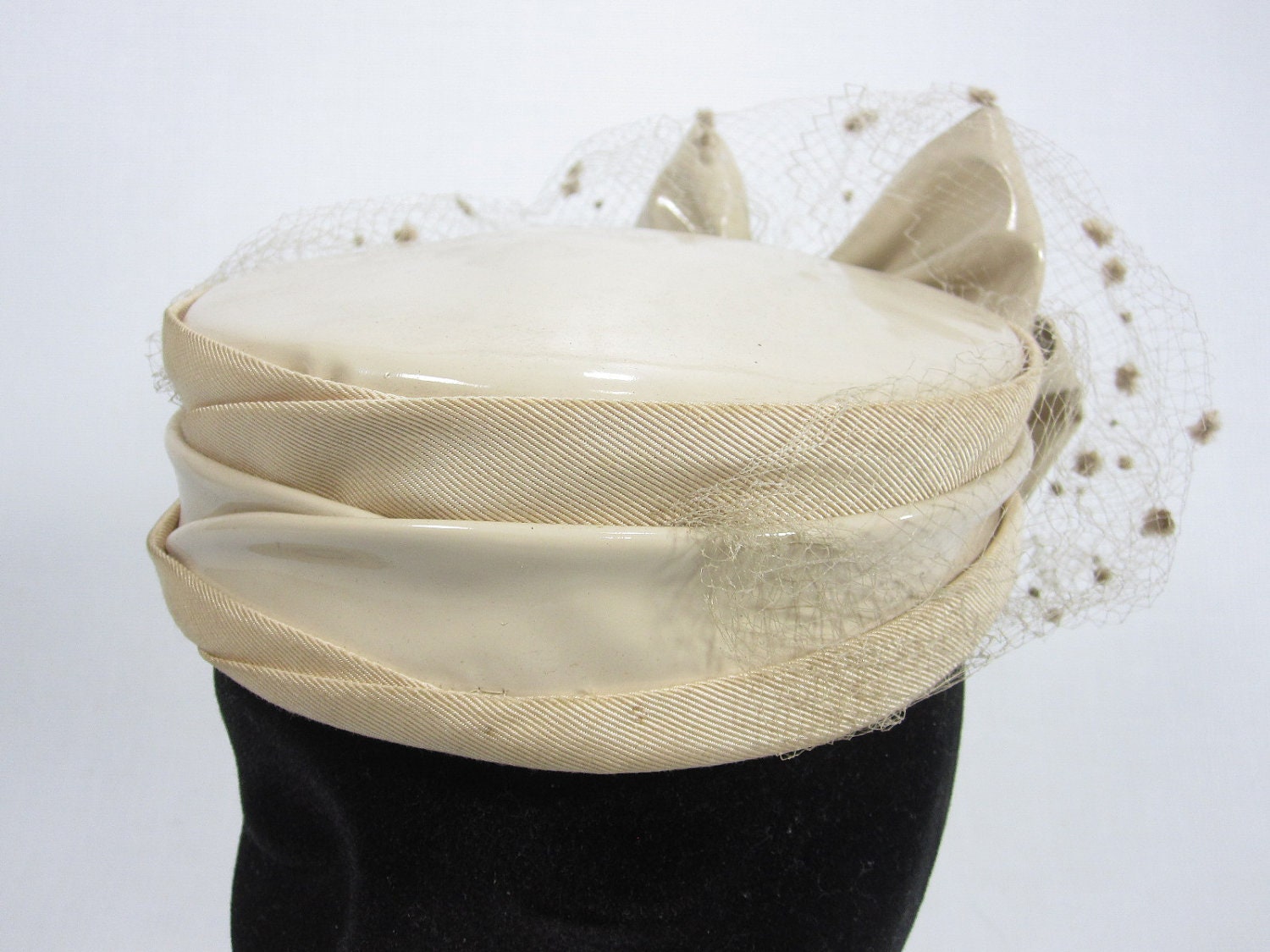 Vintage Patent Leather Pillbox Hat