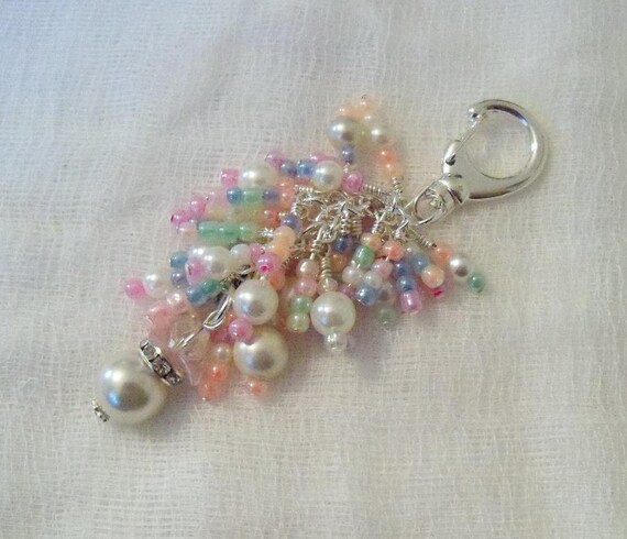 Pastel Beaded key chain purse fob