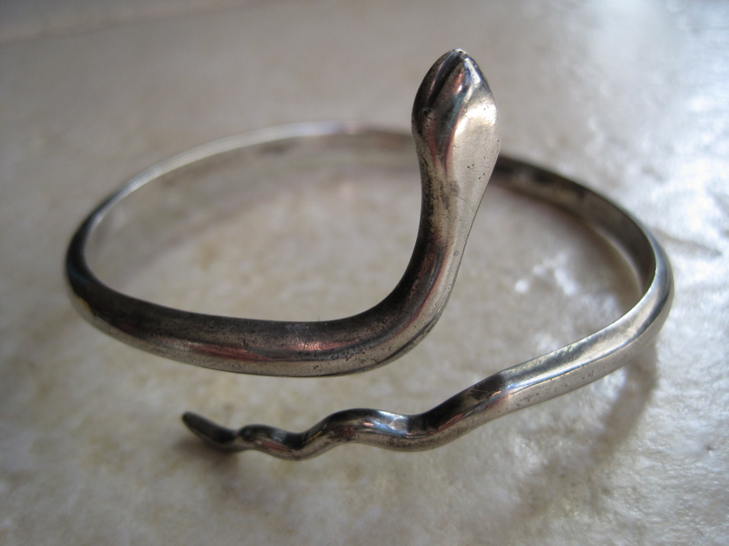 Vintage Egyptian Snake Bracelet 900 Silver Serpent Bangle