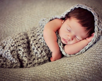 Newborn Baby Photo Prop Hooded Cocoon