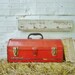 RESERVED for Diane - Vintage Orange Metal Tool Box - 19-3/4 x 7 x 8