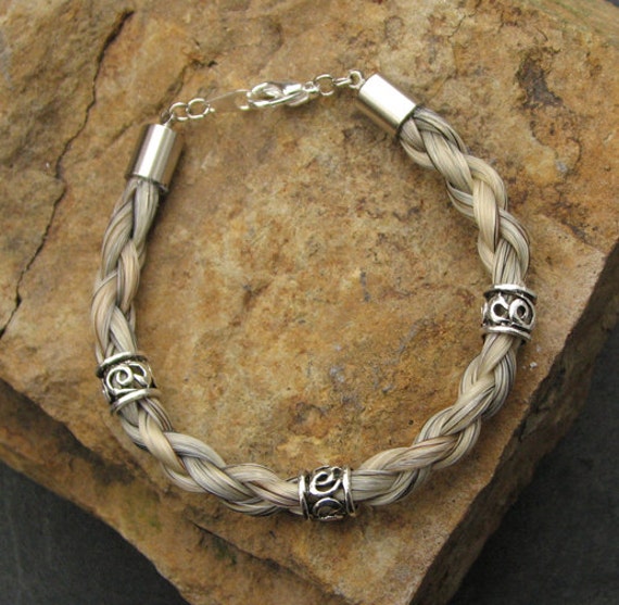 Horse Hair Bracelet with Beads Braided Horsehair Jewelry