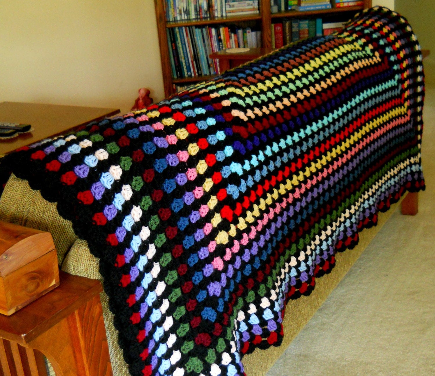 Crochet Blanket Granny Square Stained Glass Afghan