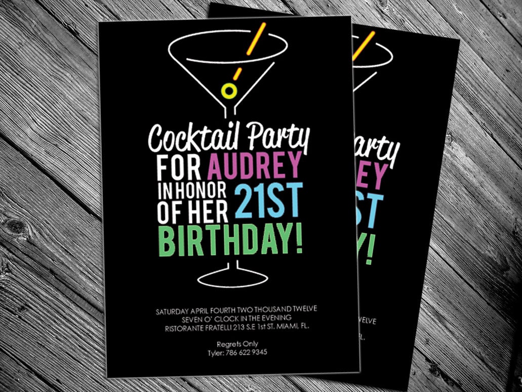 Cocktail 21st Birthday Party Printable Invitation