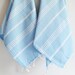 SET 2 Head and Hand Towel Peshkir - Blue (white striped)