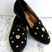 Crystal Hearts Black Suede Flats Loafers // 7