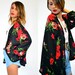 SHEER black midnight FLORAL garden see thru GRUNGE open cardigan, one size