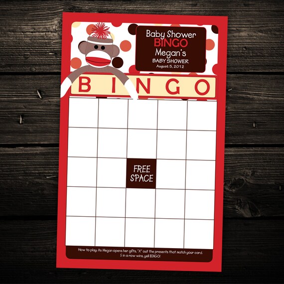 Items similar to Sock Monkey Baby Bingo Game Cards Printable Bingo