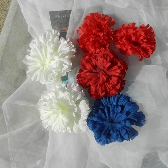 Red White Blue Carnation Destash by beautifulswagstore on Etsy