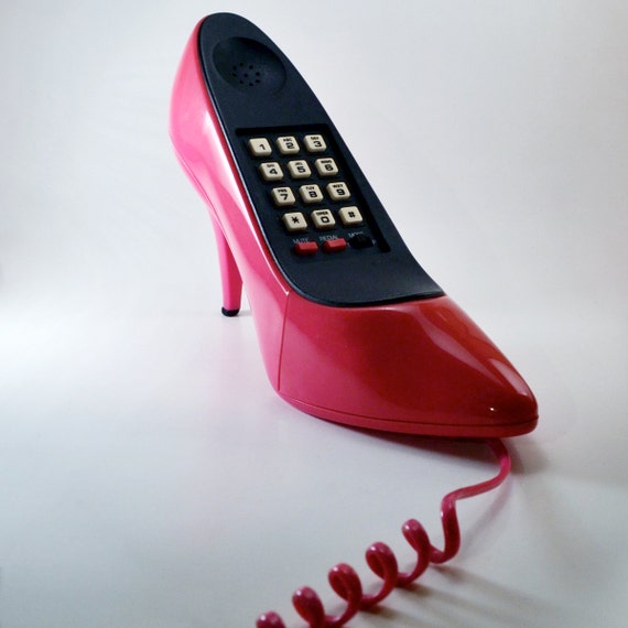 Vintage Shoe Phone 1980s High Heel Hot Pink Pump Telephone