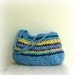 Rag bag - crochet hand bag in lovely blue and yellow fabric yarn