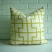 Decorative Pillow Cover - Throw Cushion - Schumacher Celerie Kemble Bleeker in Absinthe - Citrine Yellow Ivory - Modern Lattice Trellis 20"