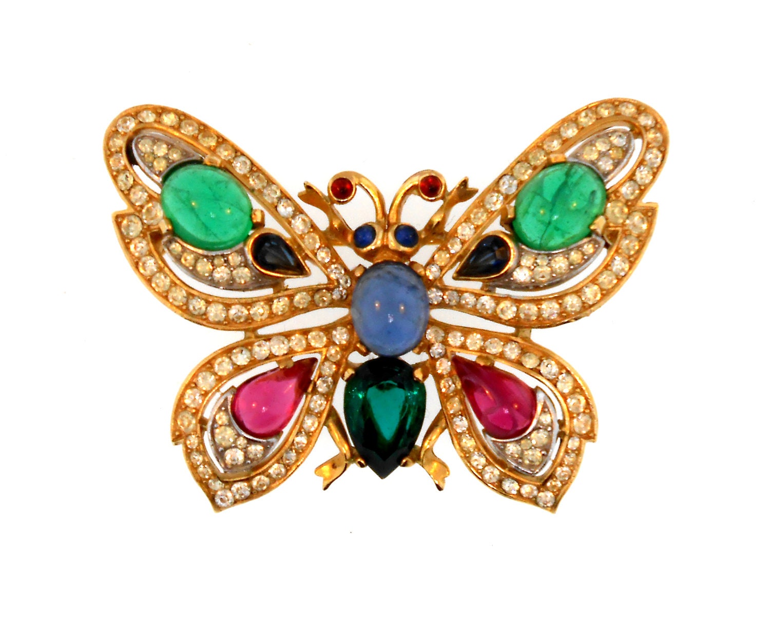 Vintage Crown Trifari Jewels Of India Butterfly Brooch