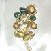 Vintage Jade and Pearl Flower Boquete Brooch Pin , Gold Plated Filigree