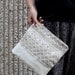 Triangle Printed Leather Pouch white No. ZP-601